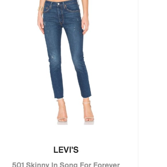 Levi's 501 Skinny Button Fly HighRise Blue Jean SONG FOR FOREVER -w30/Measuremnt - Picture 3 of 14